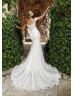 Cap Sleeves Ivory Glitter Lace Pleated Wedding Dress